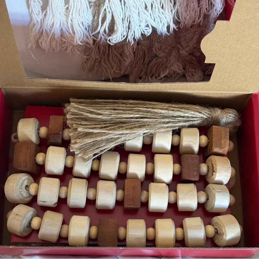 Christmas NIB wooden beaded garland 6’